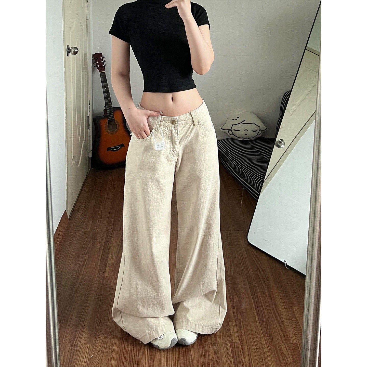 Retro Wide Leg Denim Pants for Women