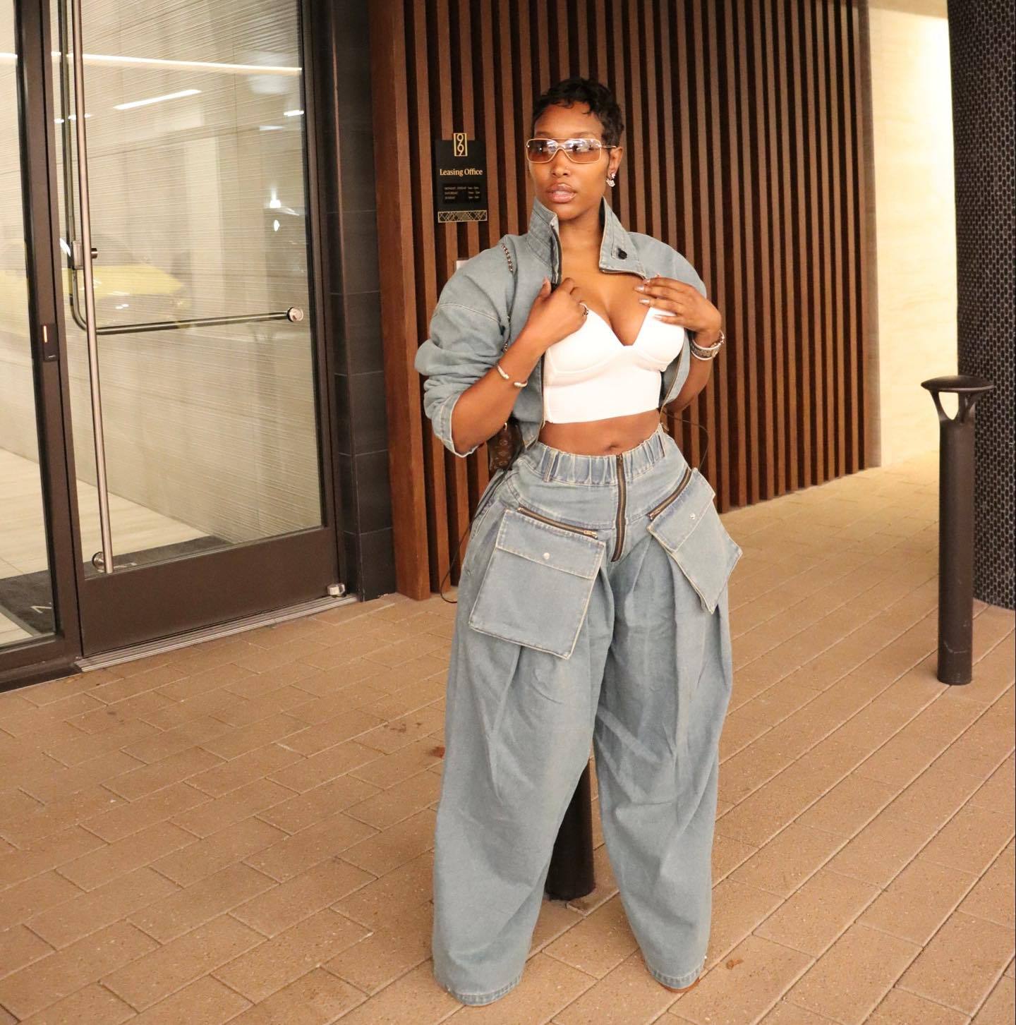 Retro Wide Leg Denim Two-Piece Set