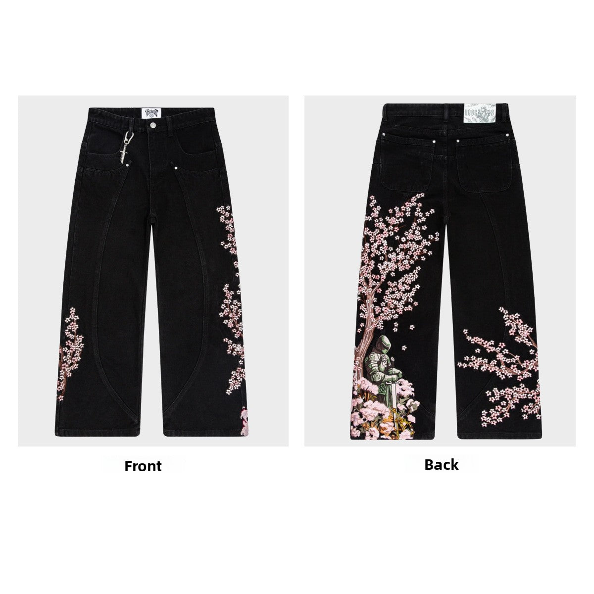 Retro Wide-Letter Printed Unisex Trousers