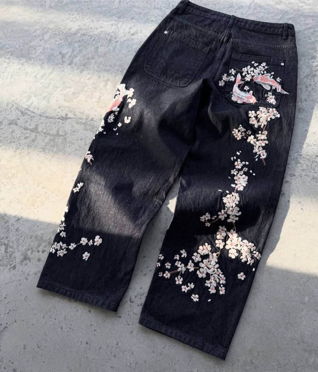 Retro Wide-Letter Printed Unisex Trousers