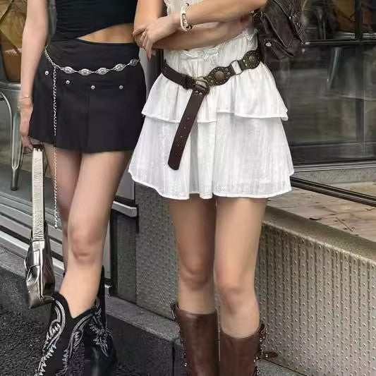 Retro Wide Rivet Belt for Women