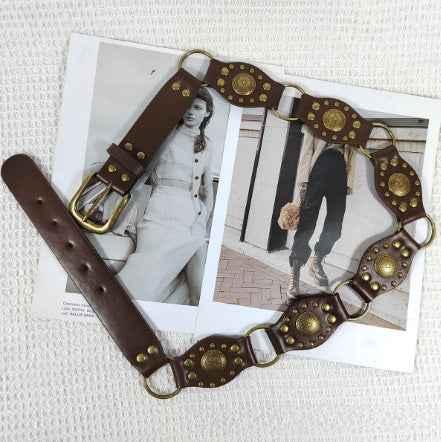 Retro Wide Rivet Belt for Women