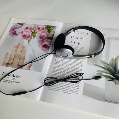 Retro Wired Headset Lightweight Compatible with Apple Huawei