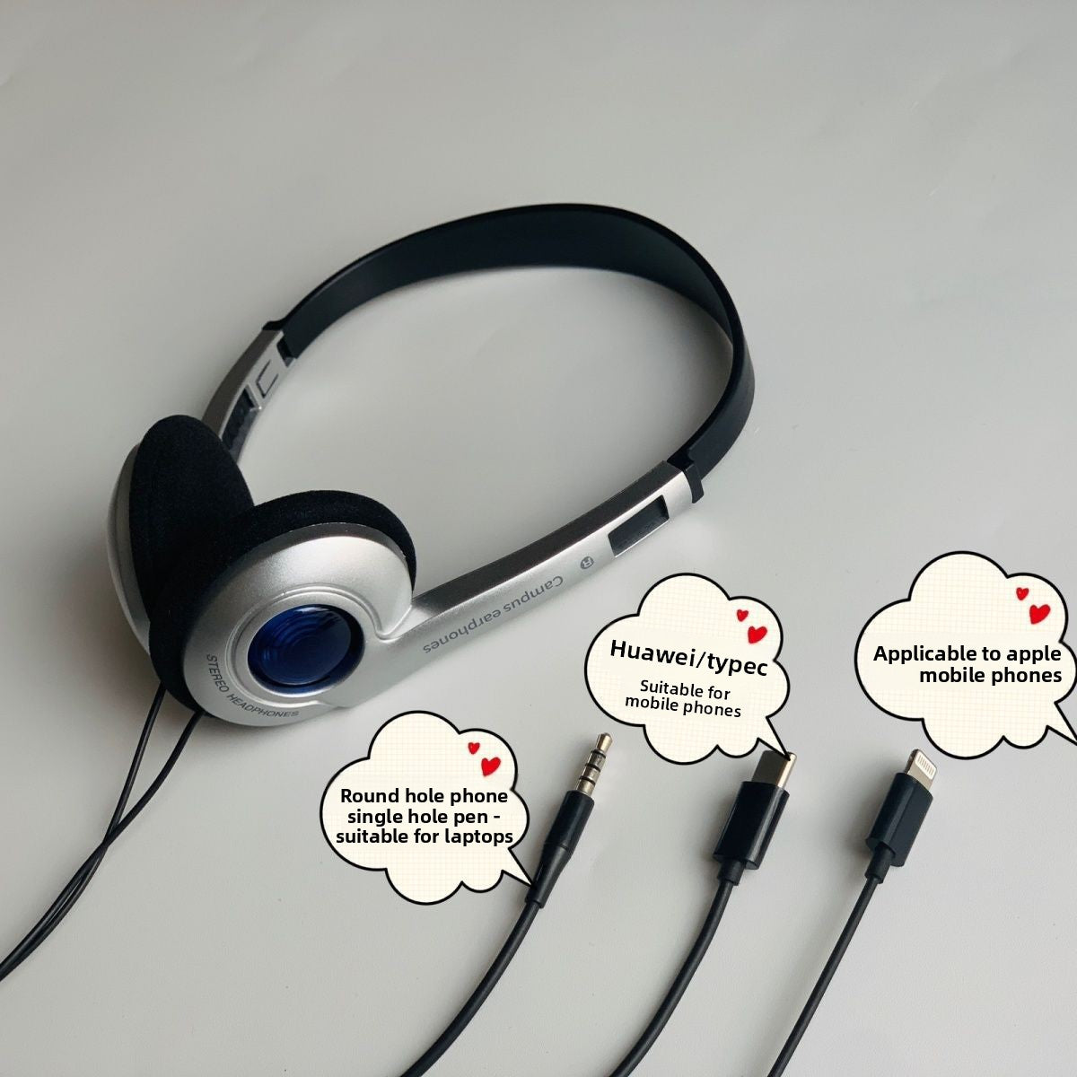 Retro Wired Headset Lightweight Compatible with Apple Huawei