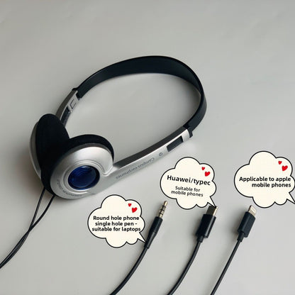 Retro Wired Headset Lightweight Compatible with Apple Huawei