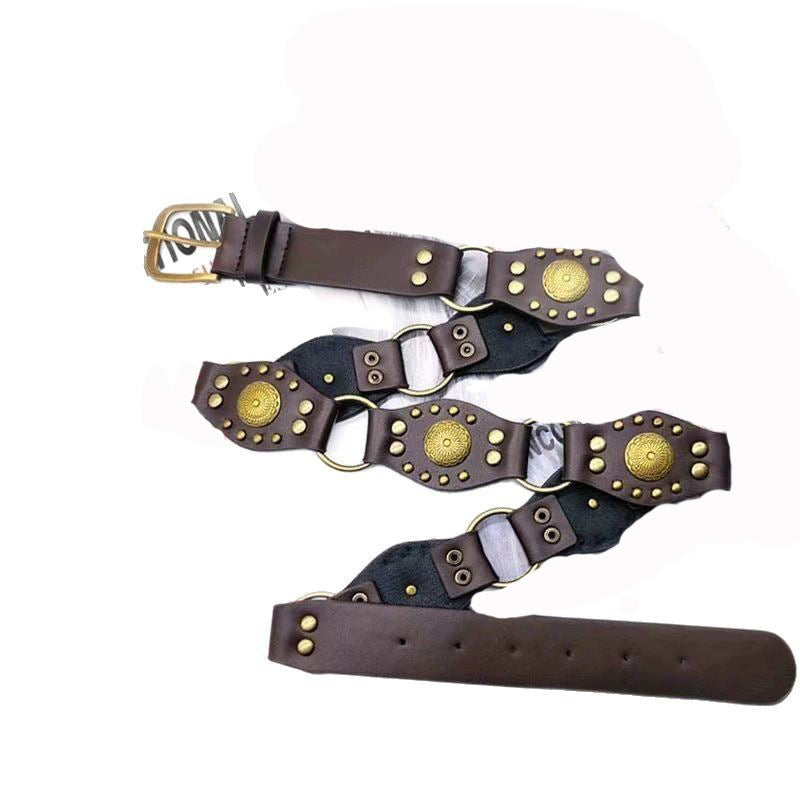 Retro Women's Belt with Rivet Design