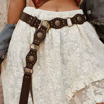 Retro Women's Belt with Rivet Design