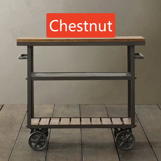 Retro Wood and Iron Serving Cart with Wheels
