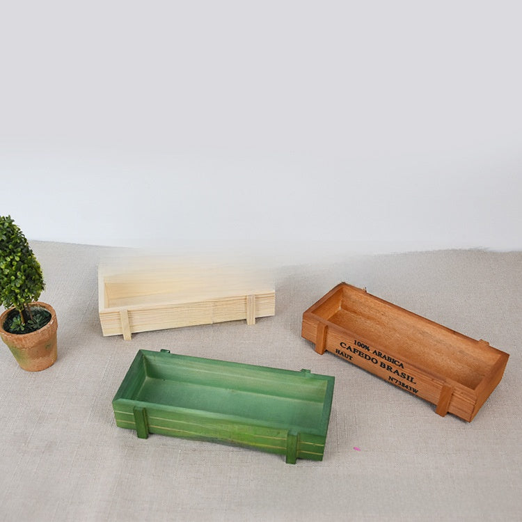 Retro wooden flower pot