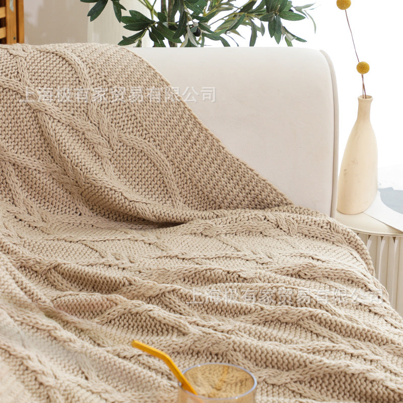 Retro Woven Acrylic Blanket with Fringe