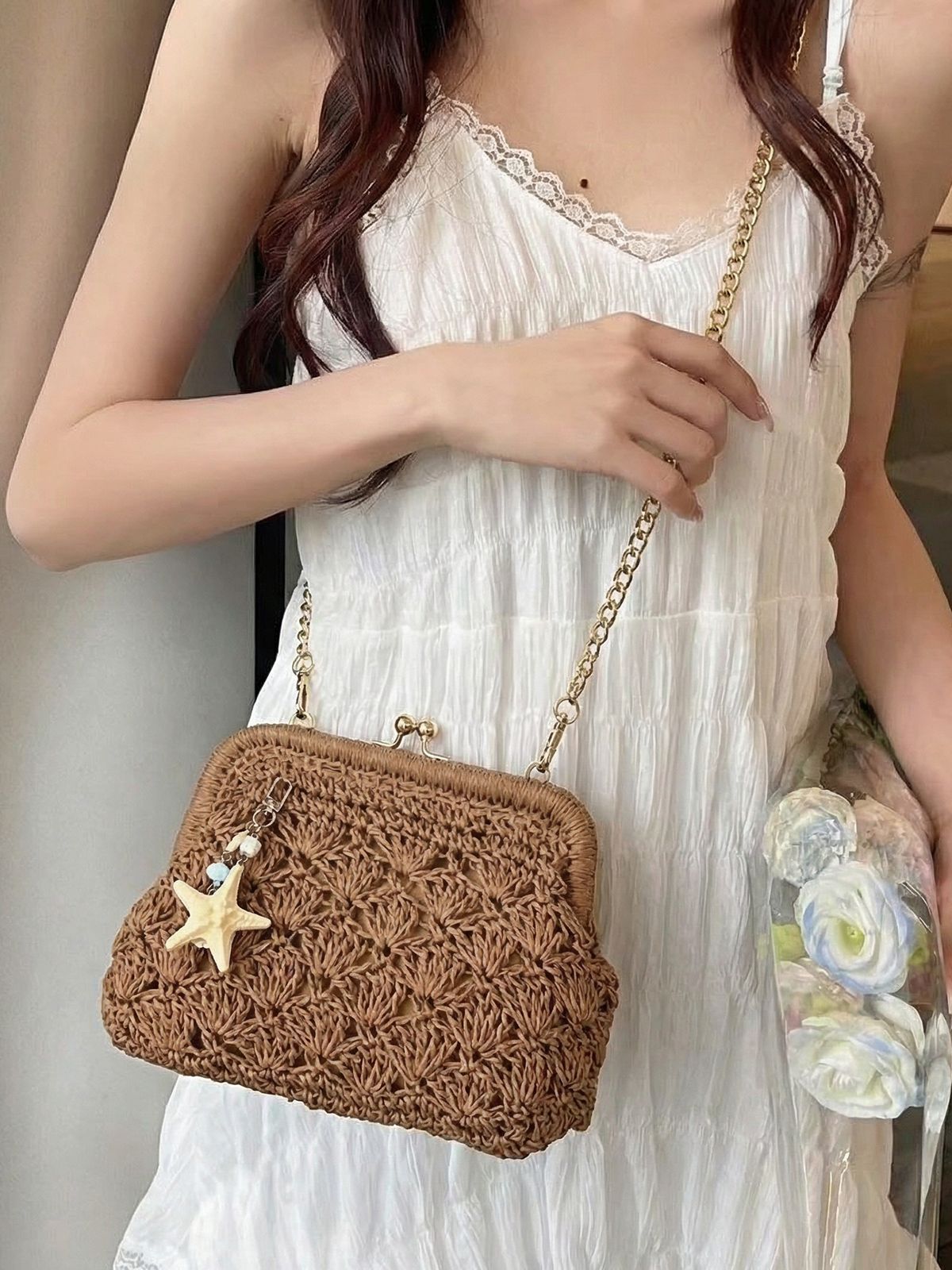 Retro Woven Straw Shoulder Bag