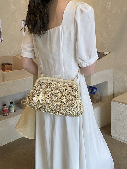 Retro Woven Straw Shoulder Bag