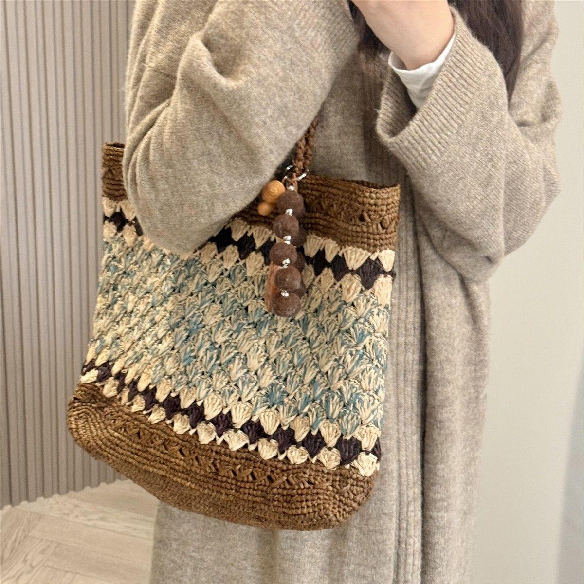 Retro Woven Straw Tote Bag