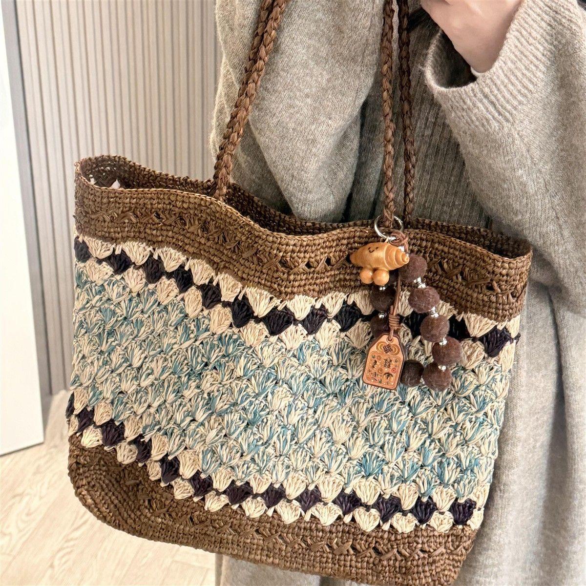 Retro Woven Straw Tote Bag