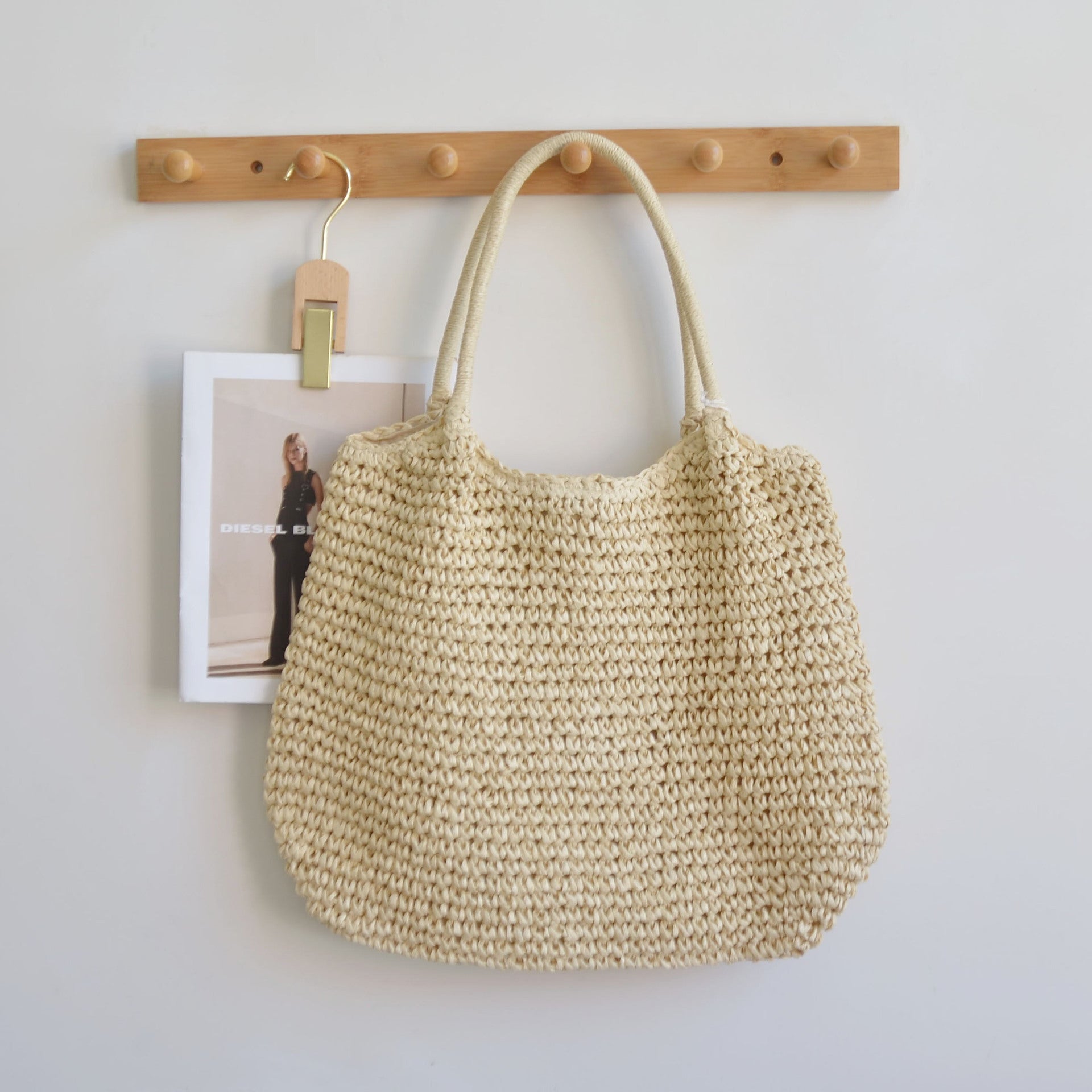 Retro Woven Straw Tote Bag