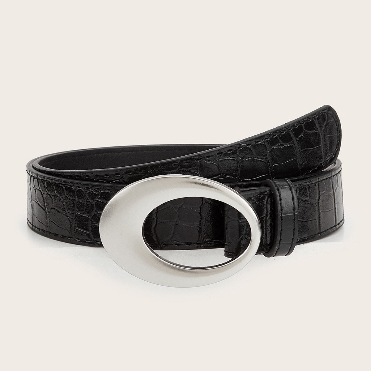 Retro Y2K Oval Buckle Women Leather Belt