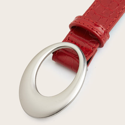 Retro Y2K Oval Buckle Women Leather Belt