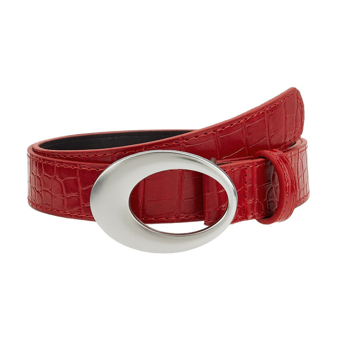 Retro Y2K Oval Buckle Women Leather Belt