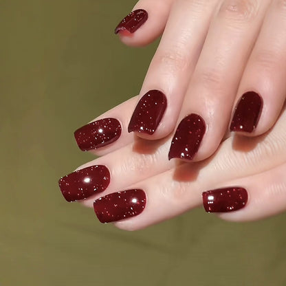 Reusable Handmade Nail Art Patches with Red Diamonds