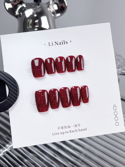 Reusable Handmade Nail Art Patches with Red Diamonds