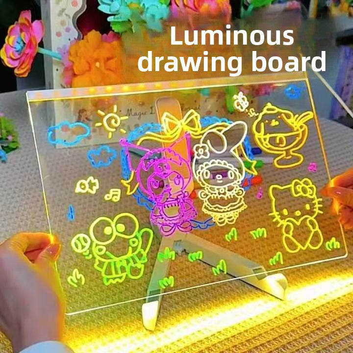 Reusable Luminous Children's Drawing Board with Stand and Pens