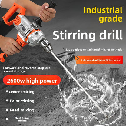 Reversible Electric Hand Drill with Mixing Attachment