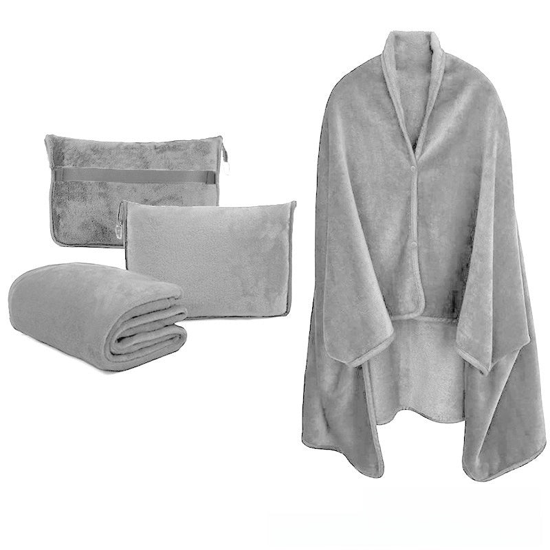 Reversible Flannel Travel Blanket with Storage Bag