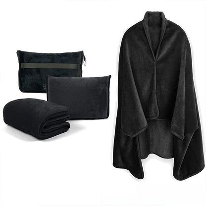 Reversible Flannel Travel Blanket with Storage Bag