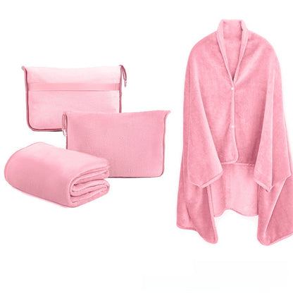Reversible Flannel Travel Blanket with Storage Bag