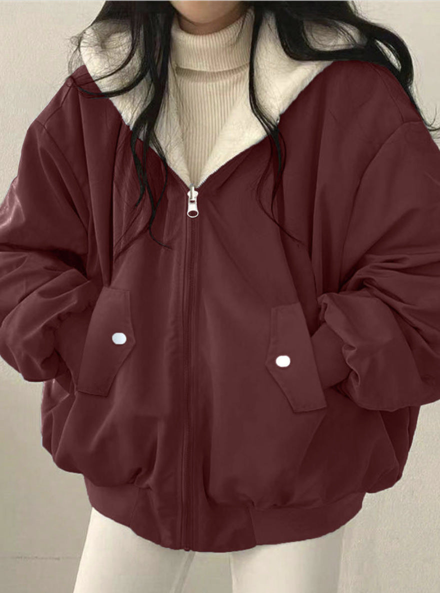 Reversible Fleece Lined Hooded Baseball Jacket