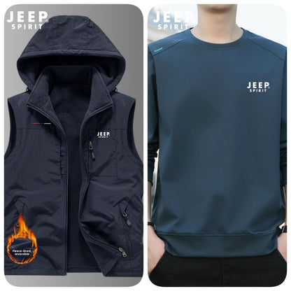 Reversible Fleece-Lined Mens Vest with Removable Hood