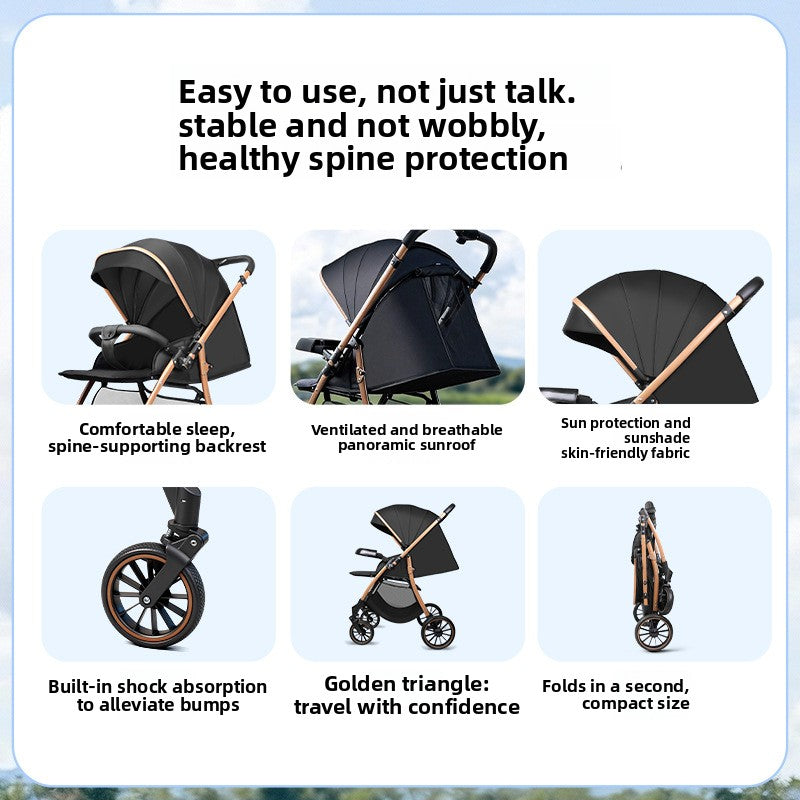 Reversible Four-Wheel Baby Stroller