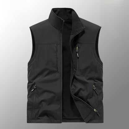 Reversible Men's Fleece-Lined Vest with Multiple Pockets