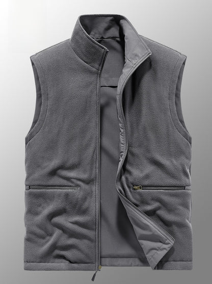 Reversible Men's Fleece-Lined Vest with Multiple Pockets