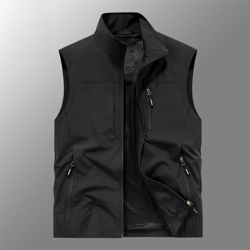 Reversible Men's Fleece-Lined Vest with Multiple Pockets
