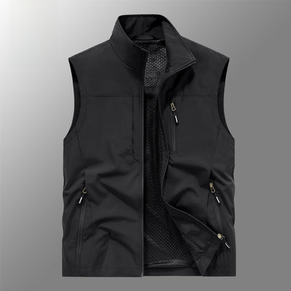 Reversible Men's Fleece-Lined Vest with Multiple Pockets
