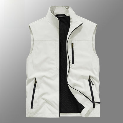 Reversible Men's Fleece-Lined Vest with Multiple Pockets