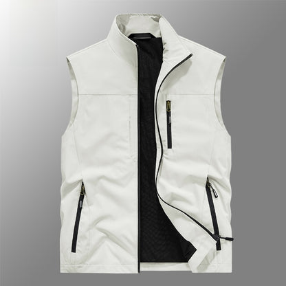 Reversible Men's Fleece-Lined Vest with Multiple Pockets