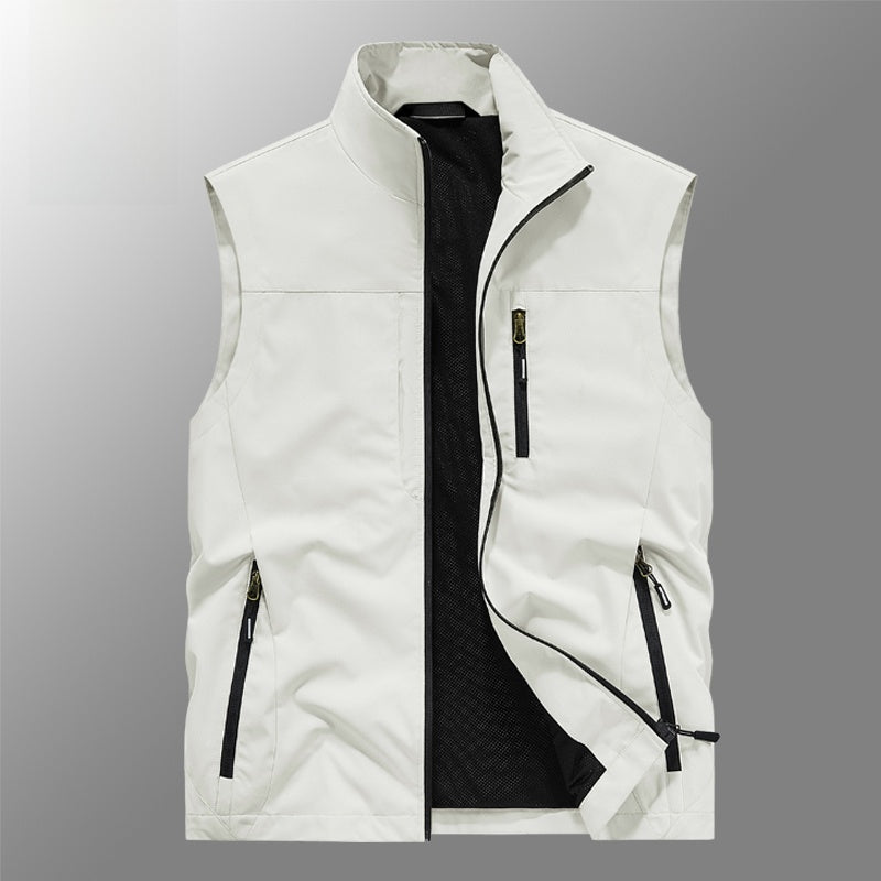 Reversible Men's Fleece-Lined Vest with Multiple Pockets