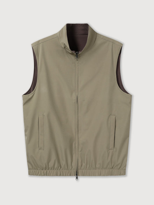 Reversible Nylon Cashmere Vest Jacket