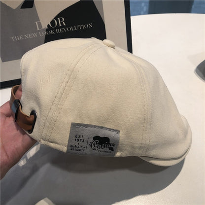 Reversible Patch Label Beret Hat