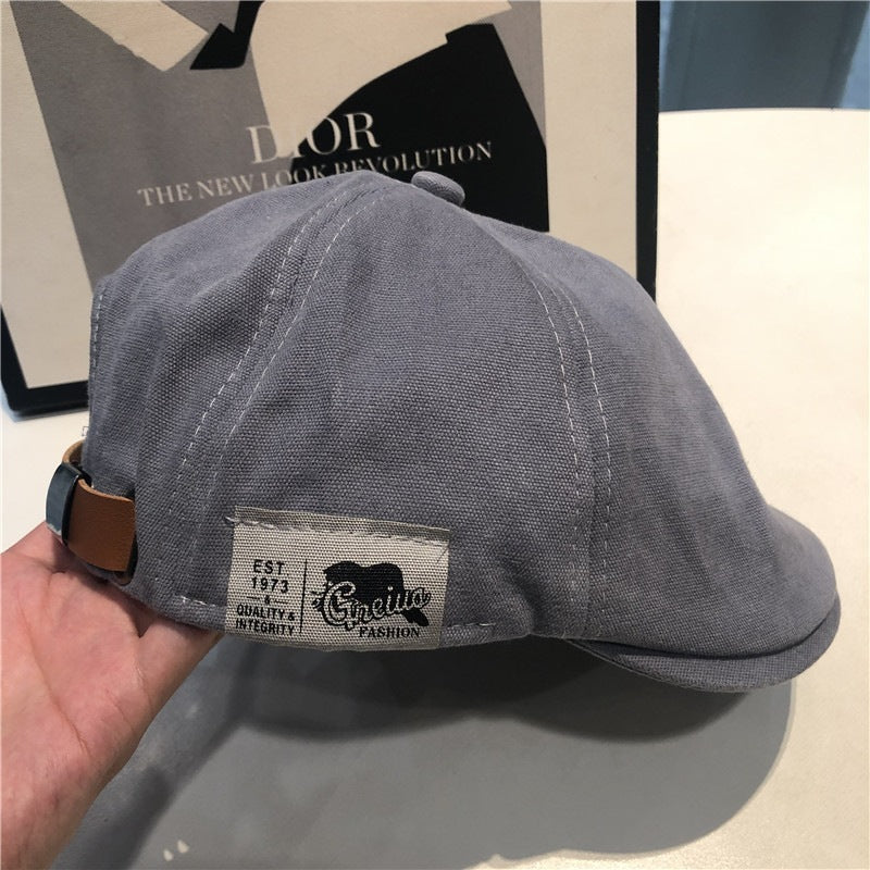 Reversible Patch Label Beret Hat