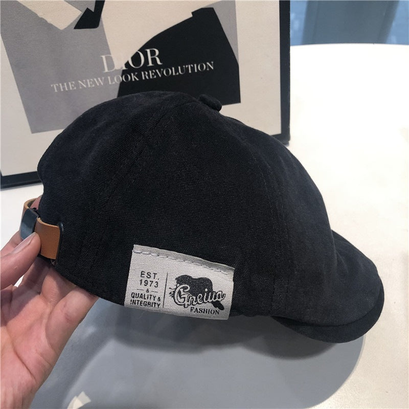Reversible Patch Label Beret Hat