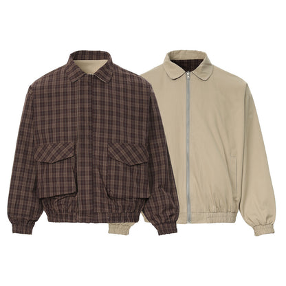 Reversible Plaid Lapel Jacket