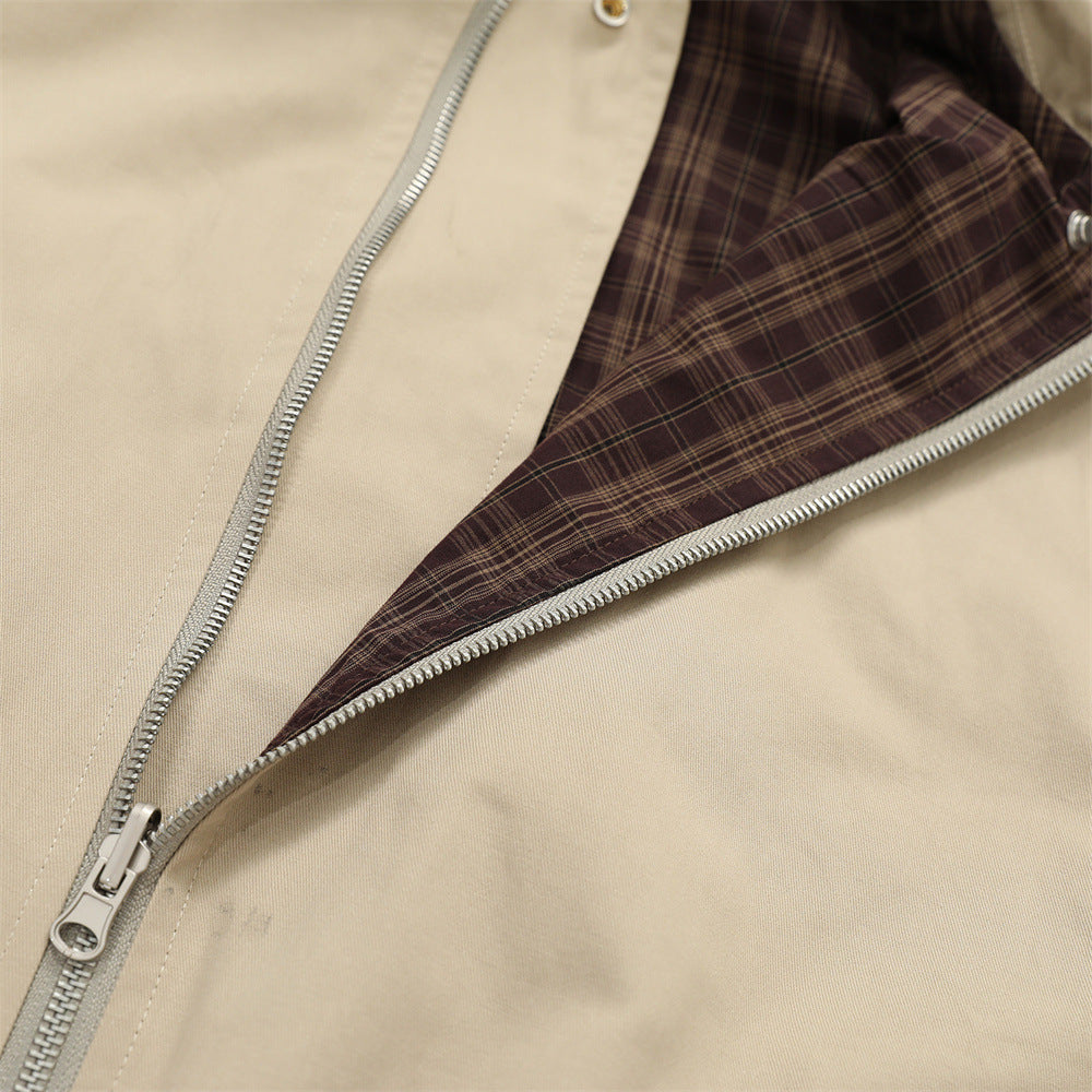 Reversible Plaid Lapel Jacket