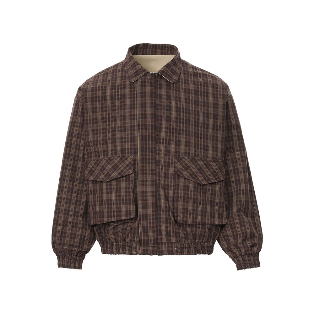 Reversible Plaid Lapel Jacket