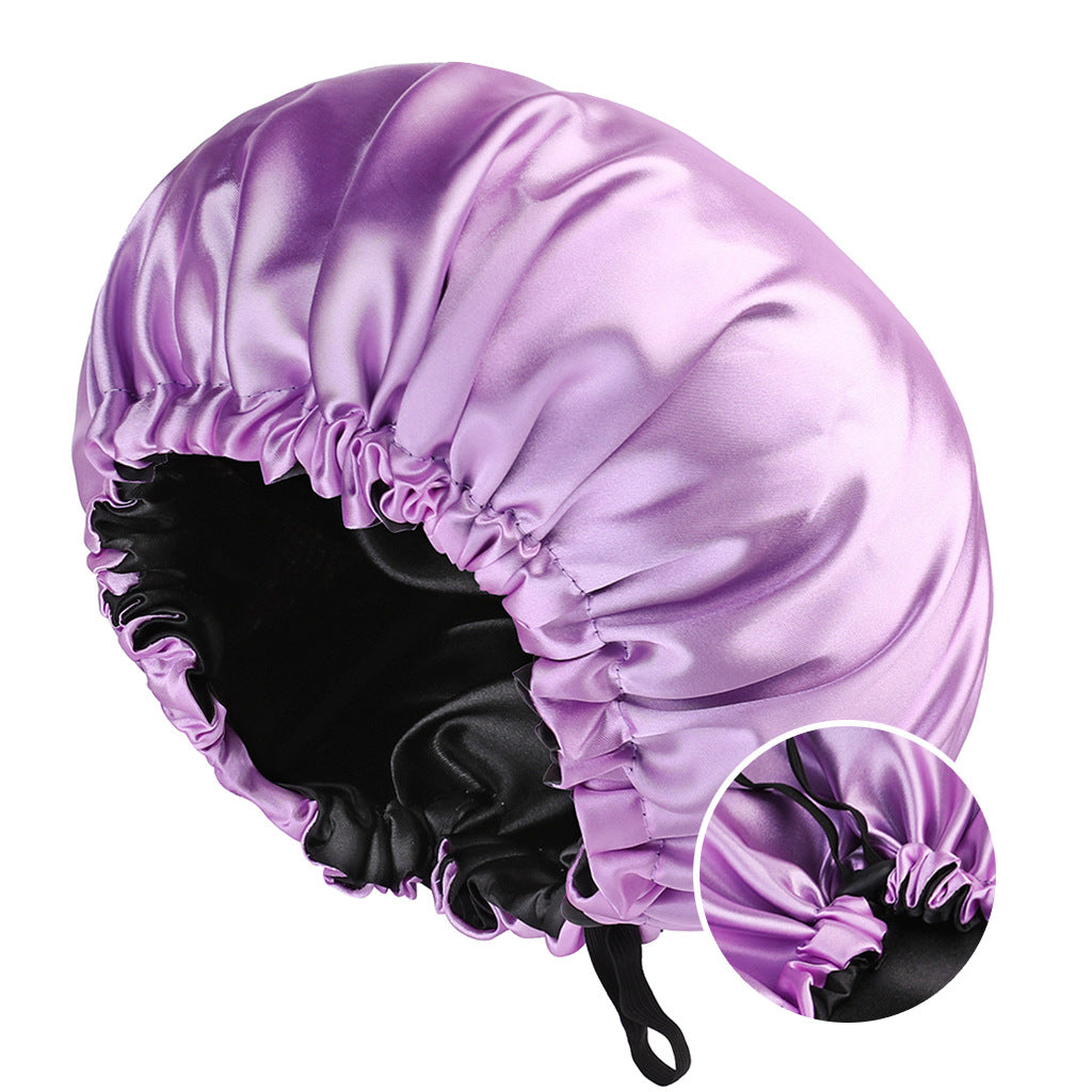 Reversible Satin Sleep Cap with Button