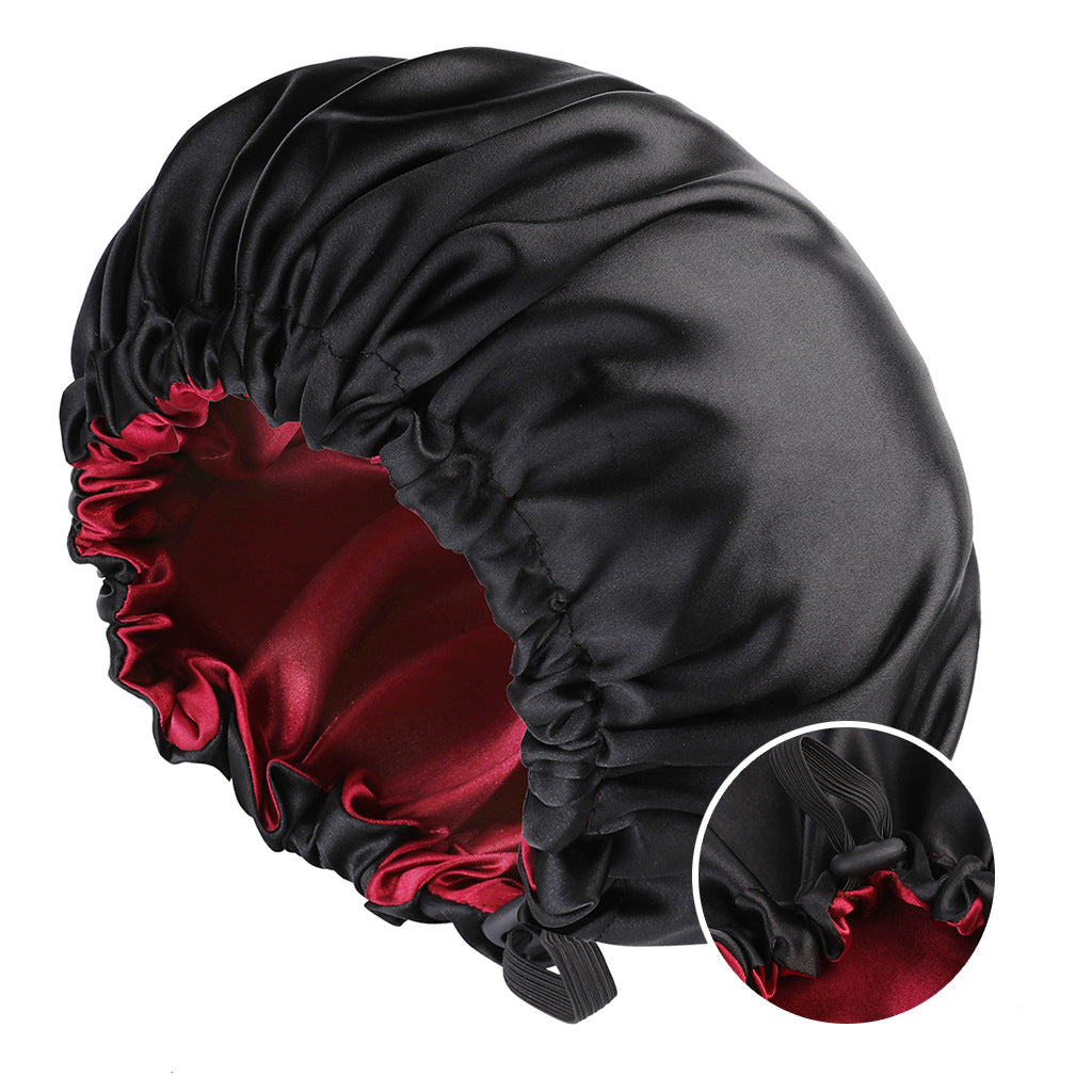 Reversible Satin Sleep Cap with Button