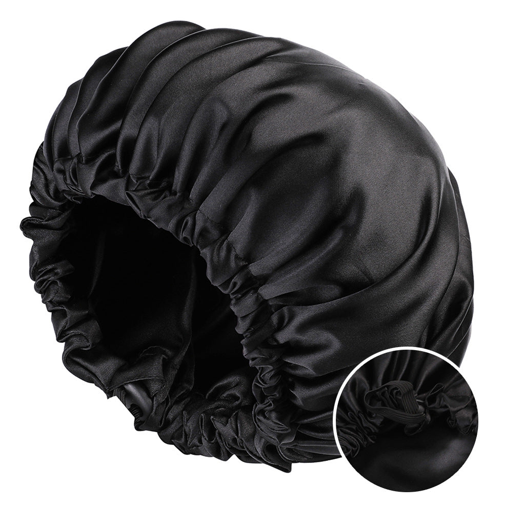 Reversible Satin Sleep Cap with Button