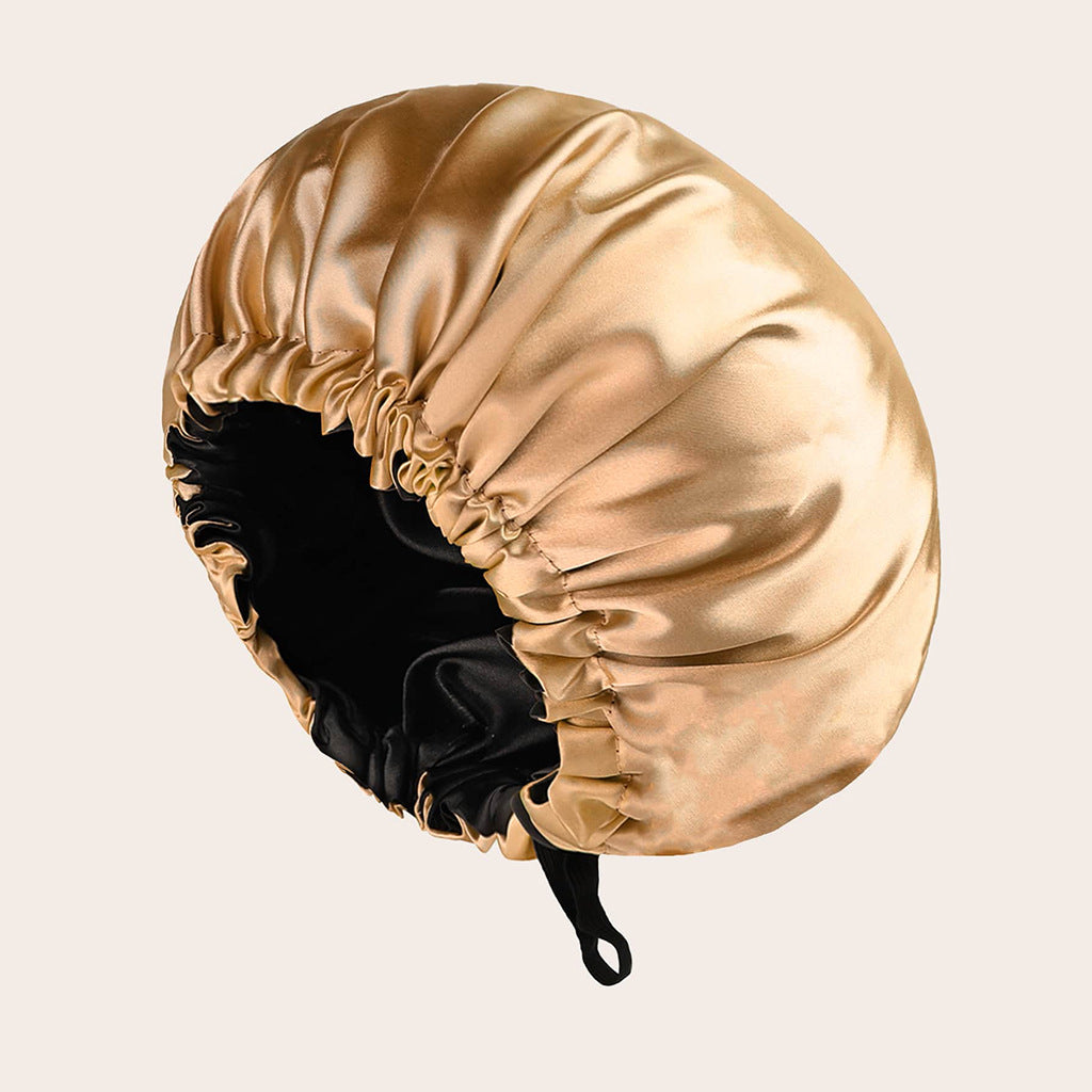 Reversible Satin Sleep Cap with Button